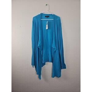 NWT Jones New York Cardigan Turquoise Open Front Drape 3XL